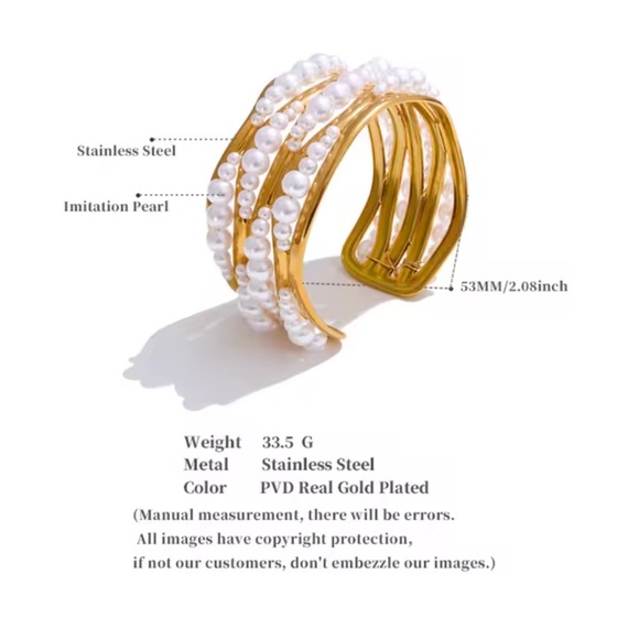 Anthropologe cuff Gold and Pearl Bracelet - Picture 8 of 11